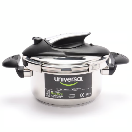 Olla a presión Universal de acero 4lt abre fácil tapa de vidrio