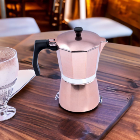 Cafetera italiana 9 tazas oro rosa Novum